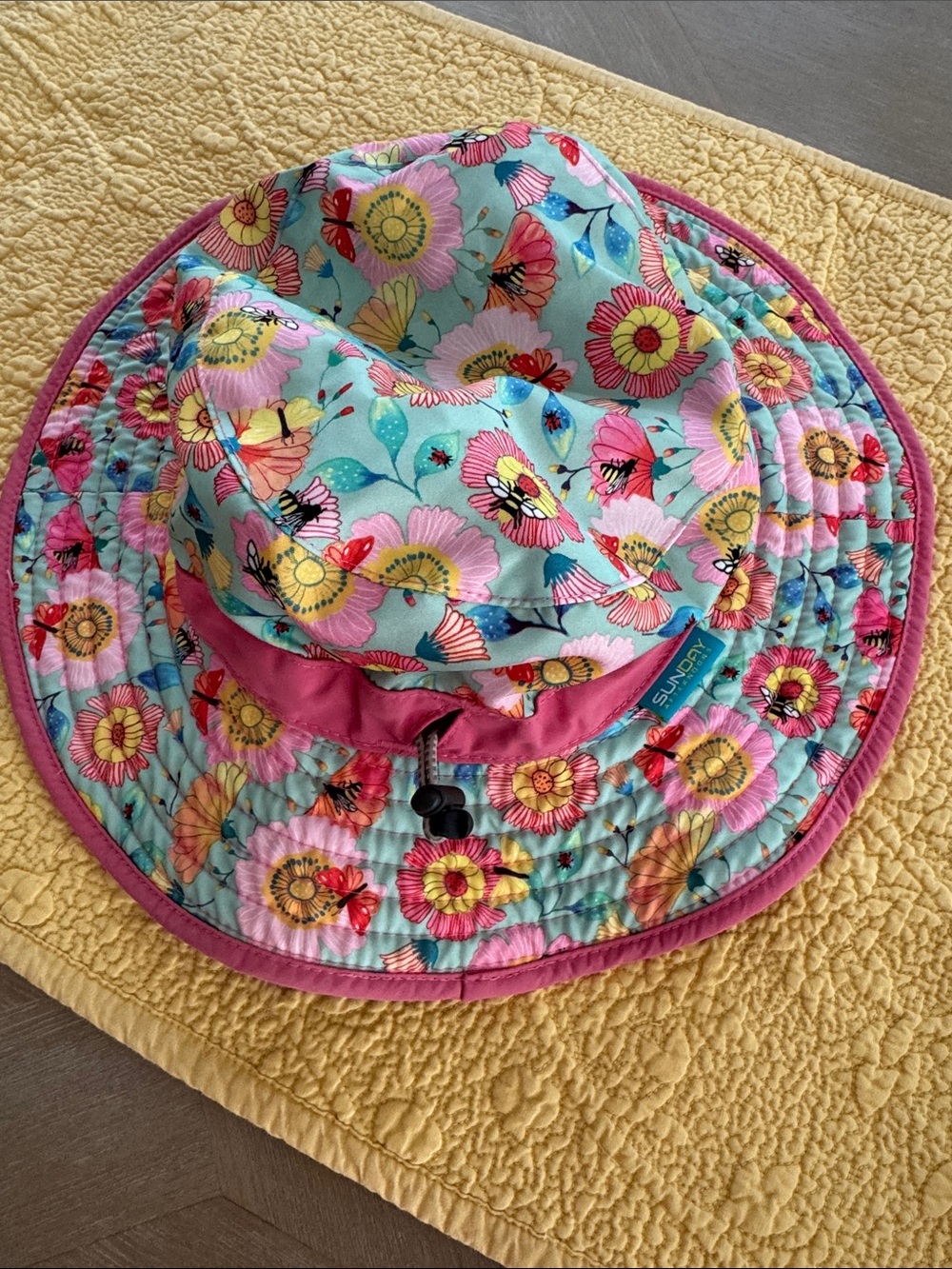 Toddle/child Sun Hat with Pink adjustable strap